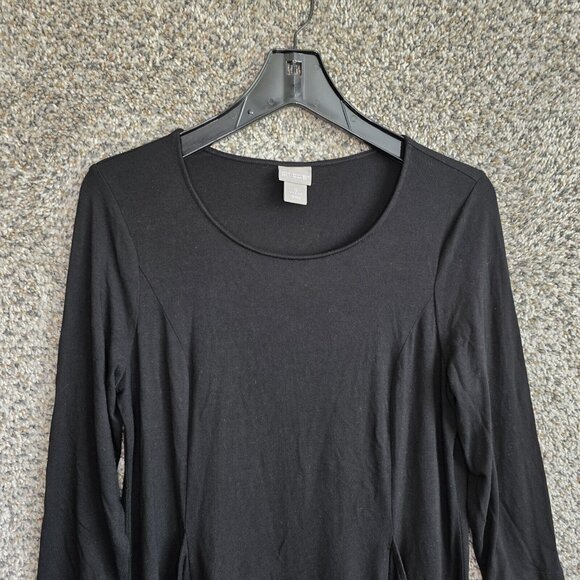 Chicos Top Womens 0 US Small Black Tunic Pockets Scoop Neck Stretch Rayon Ladies - Picture 4 of 7